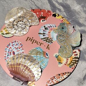 Piper K Shell & Seagreen Seahorse Decorative HAIR Clips BRAND New TL